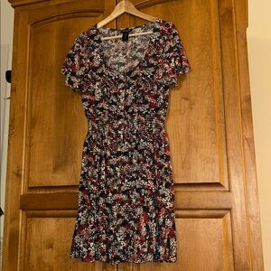 {Wrangler} Floral Western Style Dress MED Smocked Waist